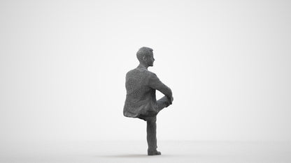 3D scanned man business, photorealistic archviz people for Enscape and SketchUp, wireframe side view