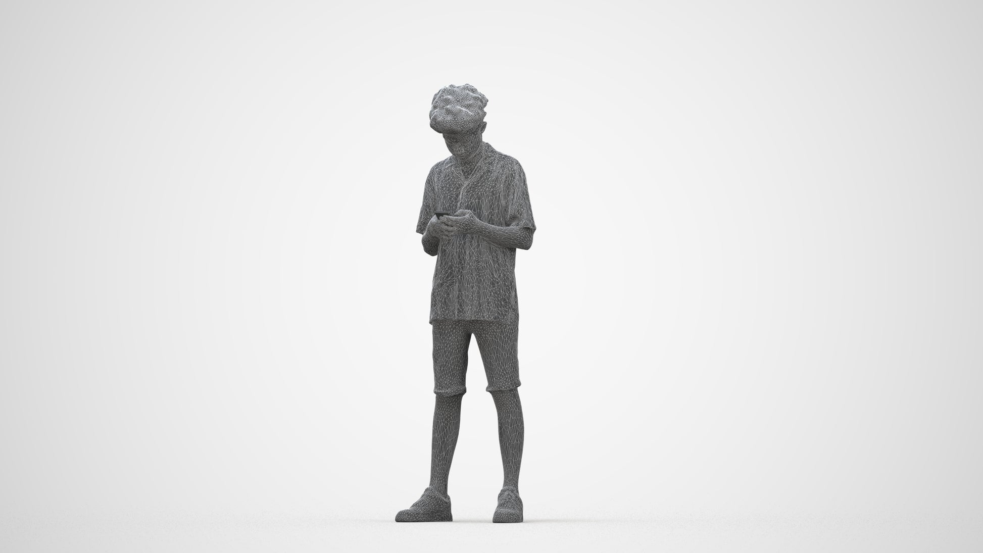 realistic 3D human boy casual kids, archviz people FBX OBJ for Blender, wireframe back view