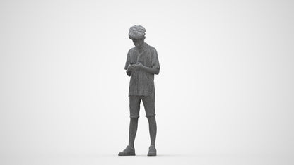 realistic 3D human boy casual kids, archviz people FBX OBJ for Blender, wireframe back view