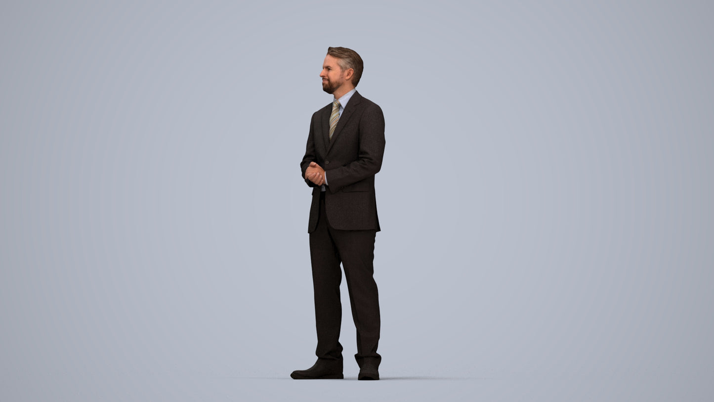 scanned 3D man business, photogrammetry people for Enscape and V-Ray, top-down view render