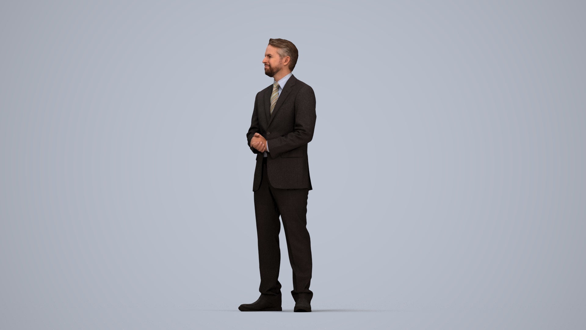scanned 3D man business, photogrammetry people for Enscape and V-Ray, top-down view render