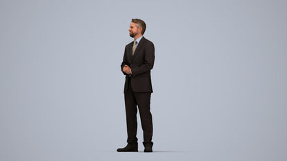 scanned 3D man business, photogrammetry people for Enscape and V-Ray, top-down view render