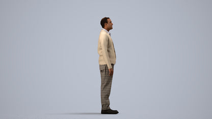 realistic 3D people man business standing, render-ready for V-Ray and Corona, FBX OBJ, side view render