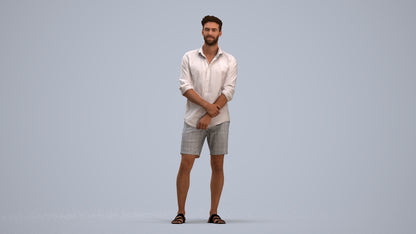 3D scanned man standing casual, photorealistic archviz people for Enscape and SketchUp, standing pose render