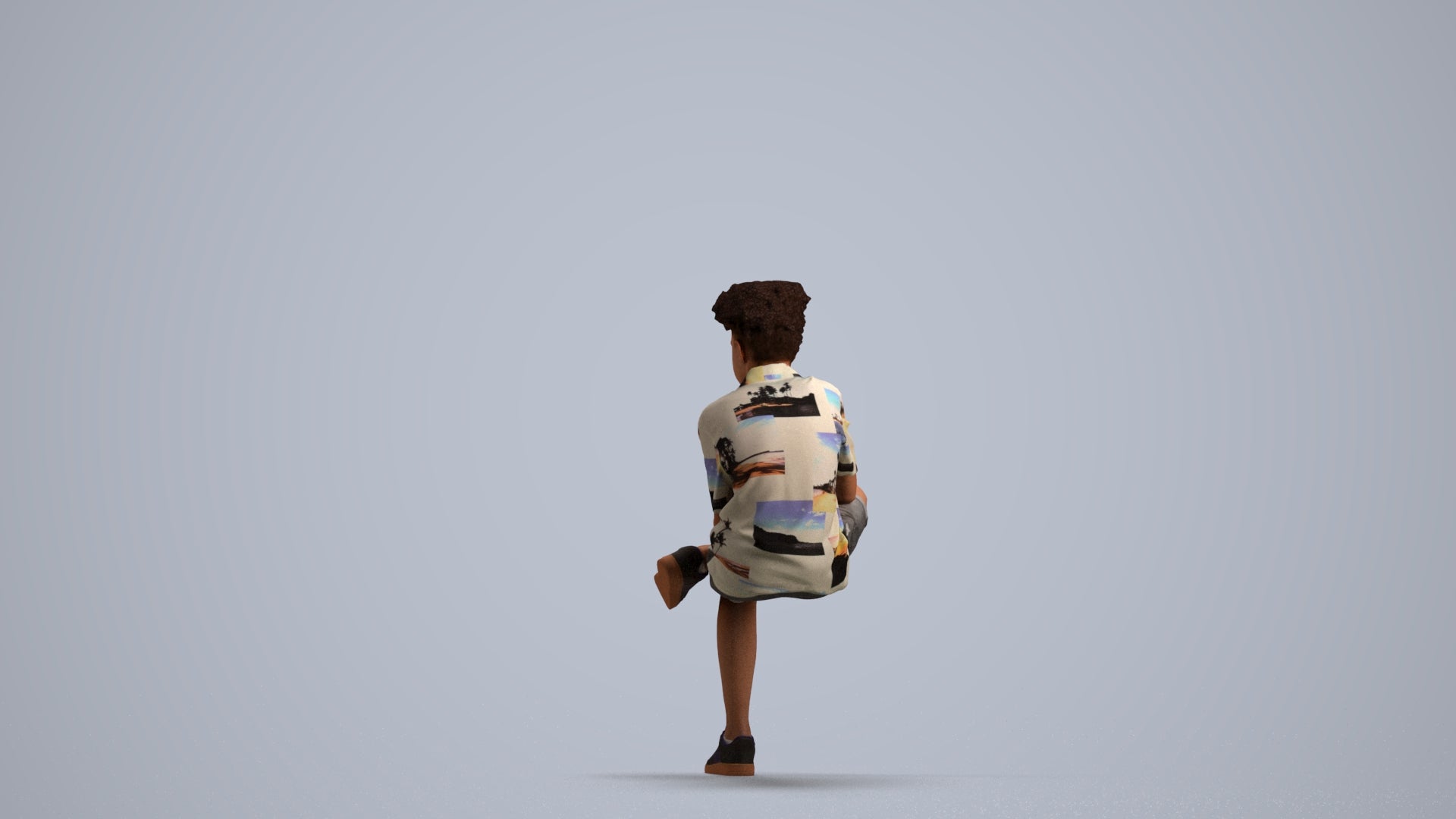 scanned 3D boy casual kids, photogrammetry people for Enscape and V-Ray, front view render