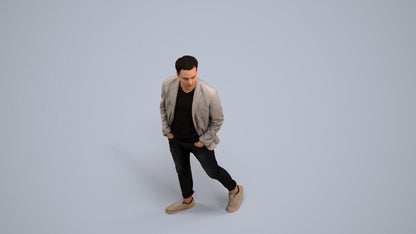 3D scanned man walking business, photorealistic archviz people for Enscape and SketchUp, back view render