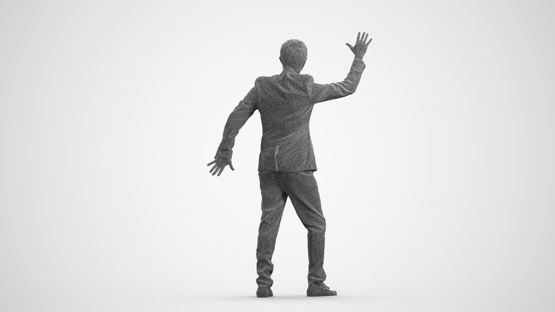 realistic 3D human man formal dancing, archviz people FBX OBJ for Blender, wireframe front view