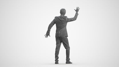 realistic 3D human man formal dancing, archviz people FBX OBJ for Blender, wireframe front view