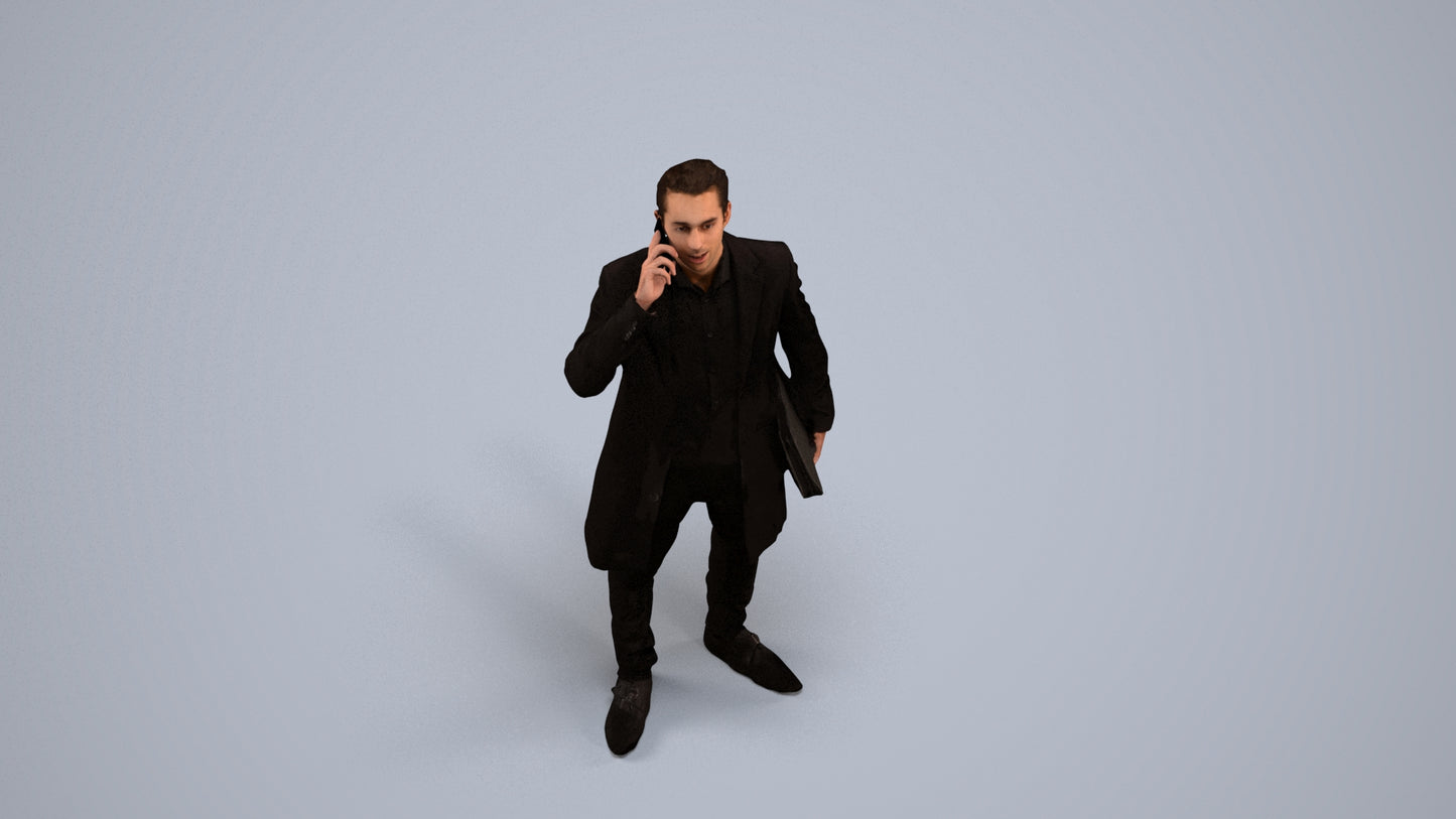 realistic 3D people man business standing, render-ready for V-Ray and Corona, FBX OBJ, back view render