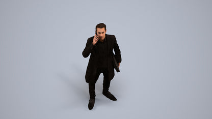 realistic 3D people man business standing, render-ready for V-Ray and Corona, FBX OBJ, back view render