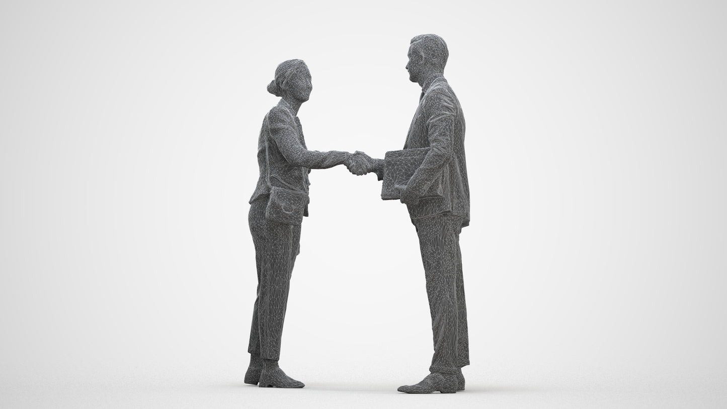 scanned 3D woman business, photogrammetry people for Enscape and V-Ray, three-quarter front view render