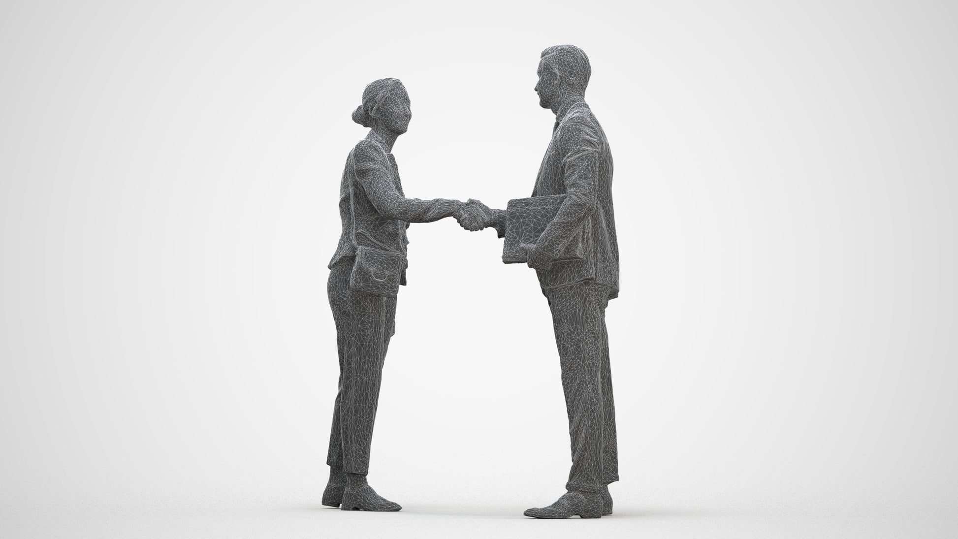 scanned 3D woman business, photogrammetry people for Enscape and V-Ray, three-quarter front view render