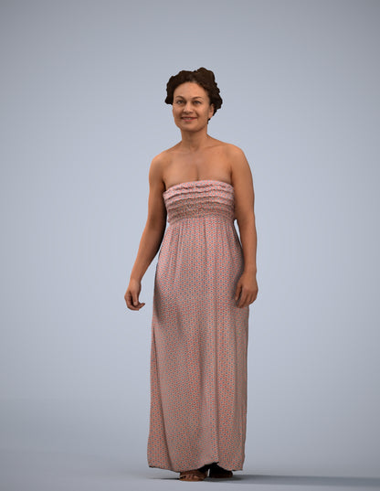 3D human model woman casual standing, photogrammetry scanned person for archviz