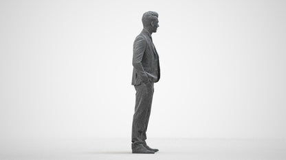 realistic 3D people man business, render-ready for V-Ray and Corona, FBX OBJ, wireframe side view