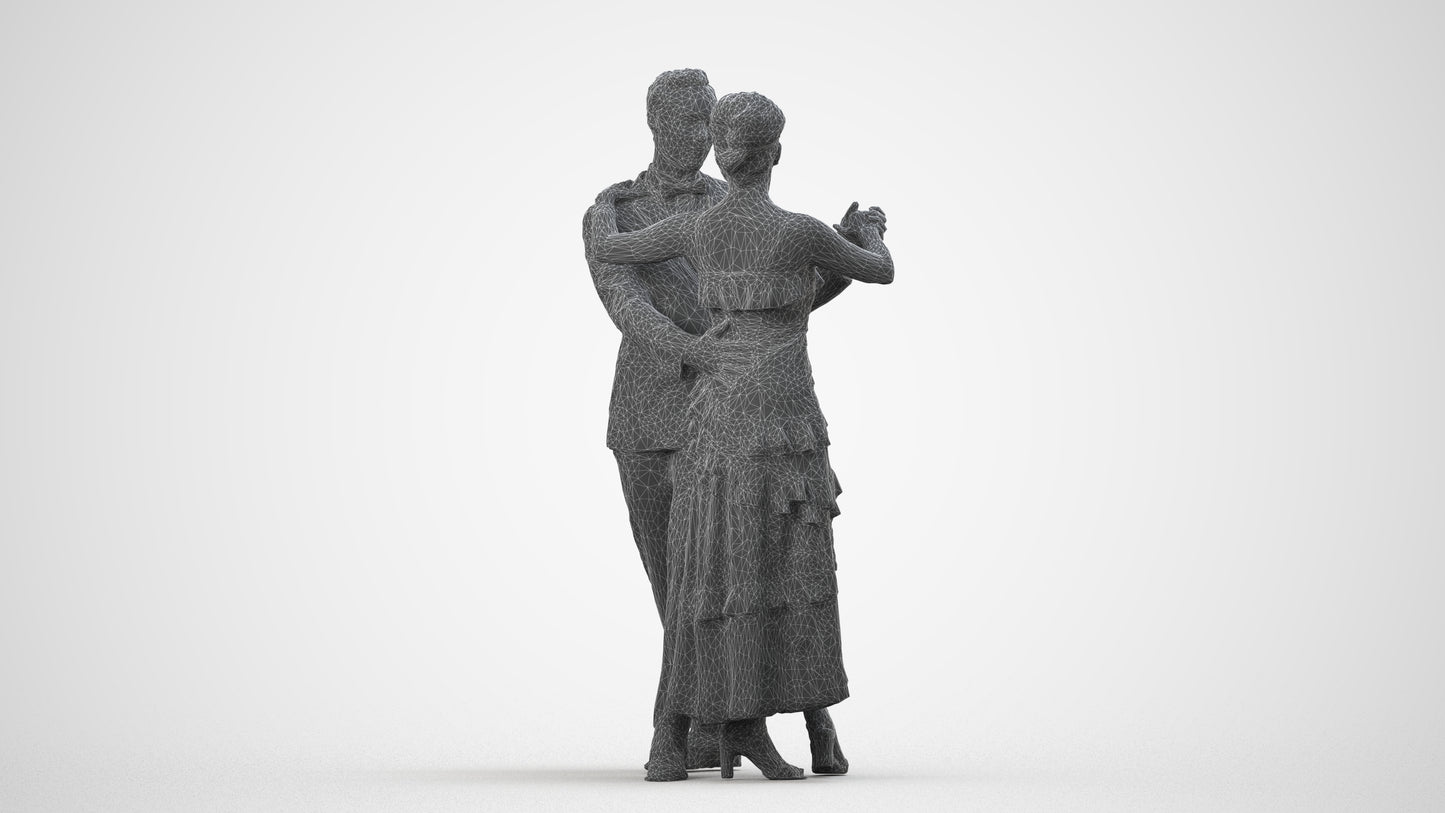 3D human model woman formal dancing, photogrammetry scanned person for archviz, wireframe side view