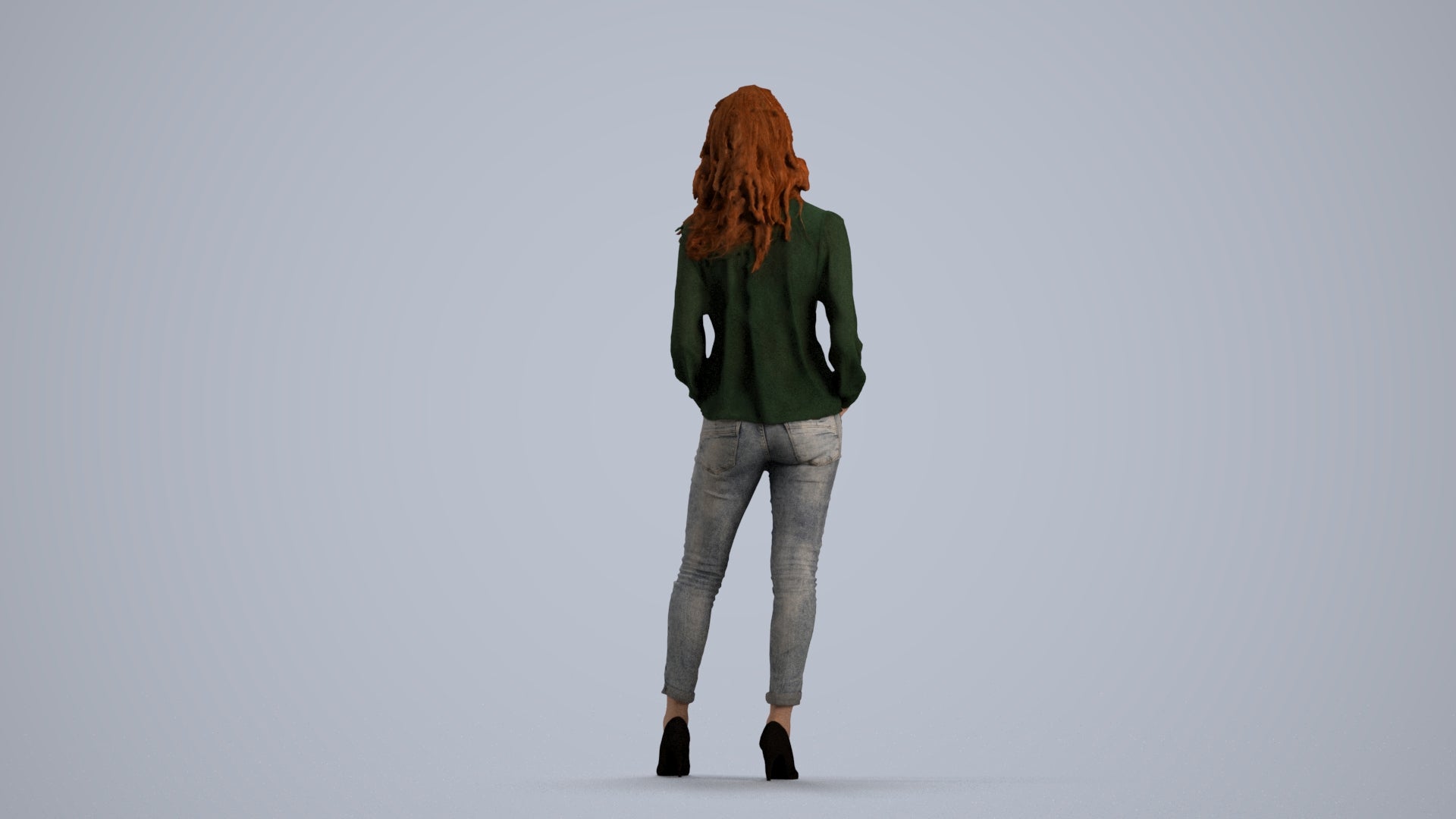 realistic 3D people woman casual standing, render-ready for V-Ray and Corona, FBX OBJ, front view render