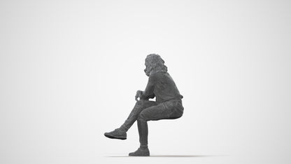 photogrammetry 3D woman casual sitting, realistic human model archviz FBX, square thumbnail