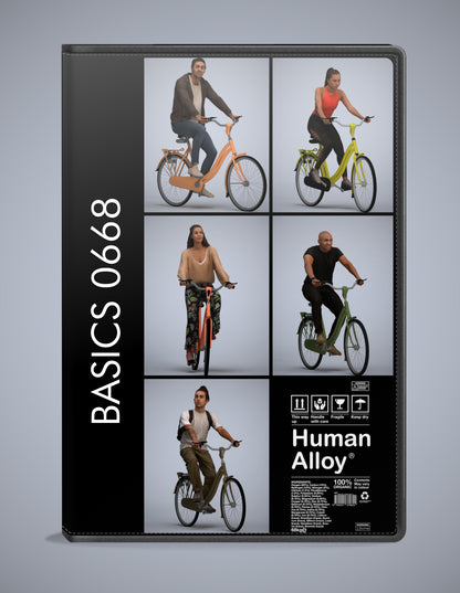 photogrammetry 3D people cycling collection, 5 realistic human models archviz FBX
