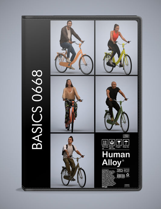 photogrammetry 3D people cycling collection, 5 realistic human models archviz FBX