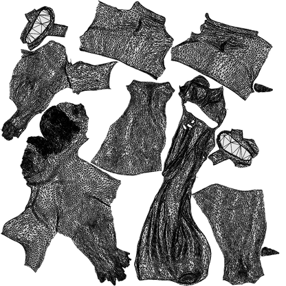 scanned 3D man pool, photogrammetry people for Enscape and V-Ray, wireframe top-down view