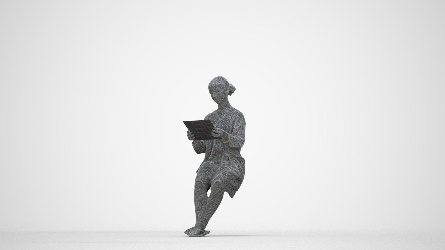 realistic 3D people girl casual kids, render-ready for V-Ray and Corona, FBX OBJ, wireframe back view