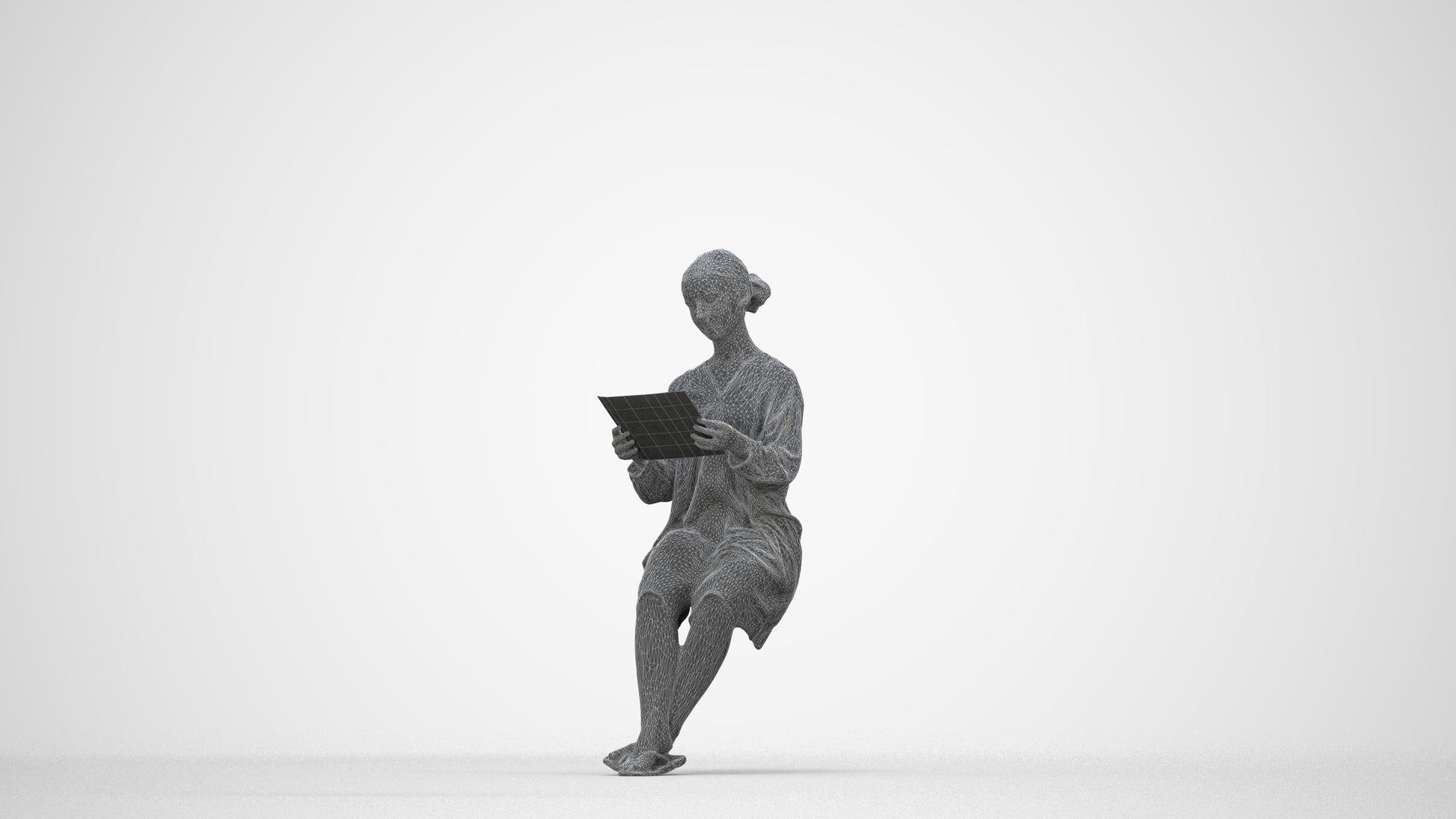 realistic 3D people girl casual kids, render-ready for V-Ray and Corona, FBX OBJ, wireframe back view