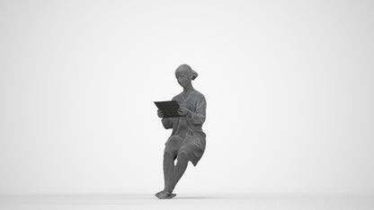 realistic 3D people girl casual kids, render-ready for V-Ray and Corona, FBX OBJ, wireframe back view