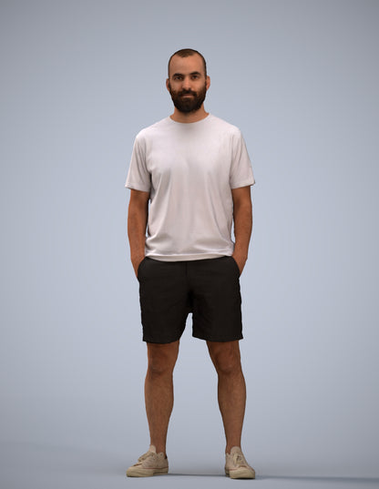 3D human model man casual standing, photogrammetry scanned person for archviz