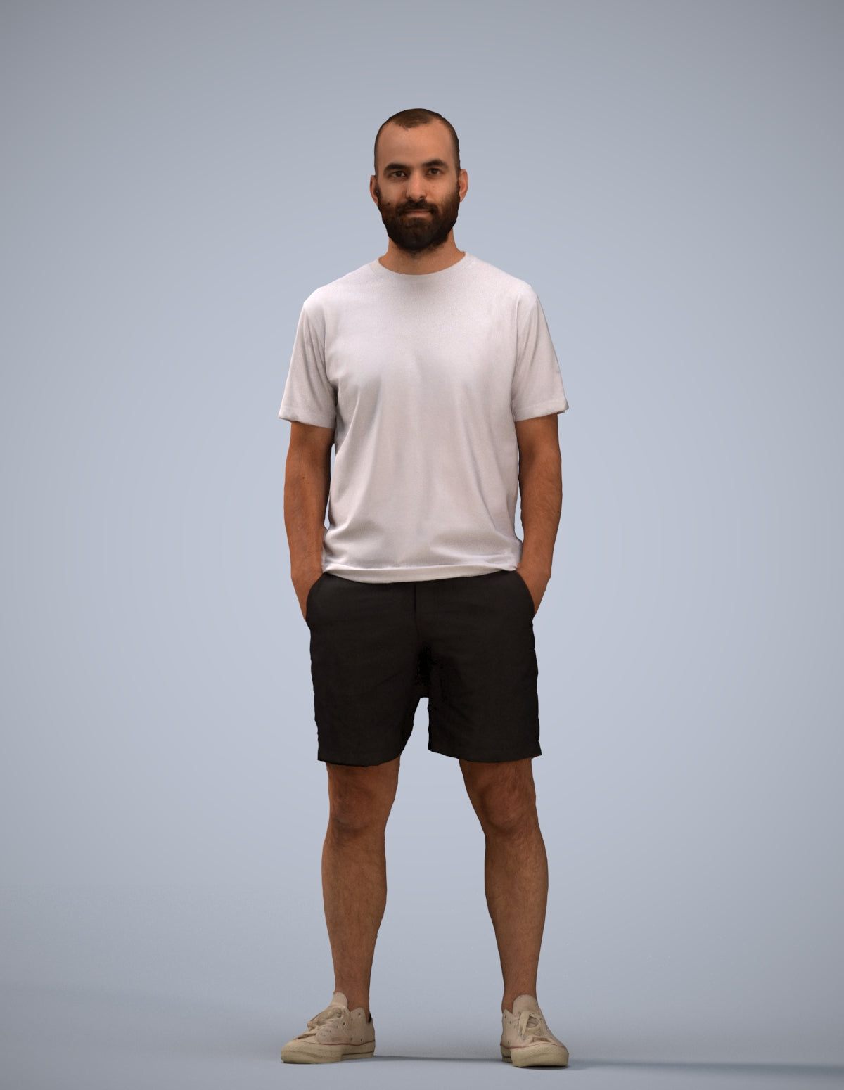 3D human model man casual standing, photogrammetry scanned person for archviz