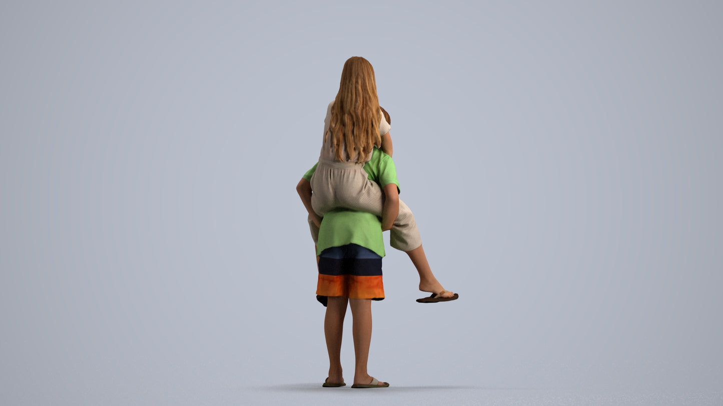 photogrammetry 3D girl kids, realistic human model archviz FBX, front view render