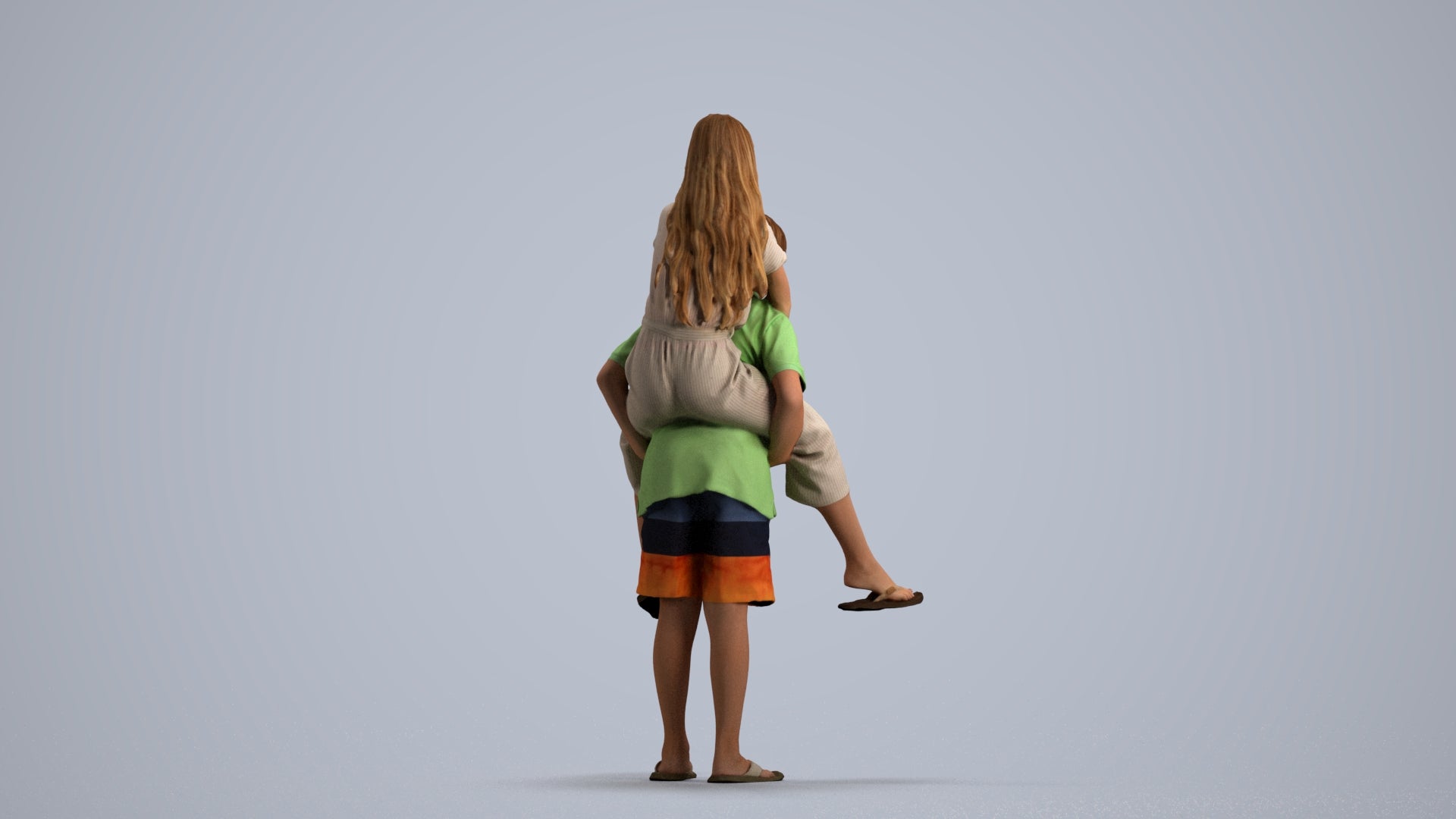 photogrammetry 3D girl kids, realistic human model archviz FBX, front view render