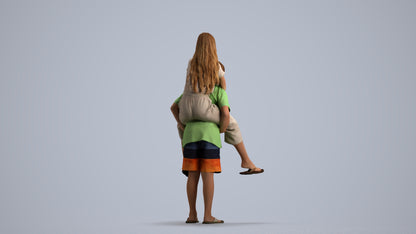 photogrammetry 3D girl kids, realistic human model archviz FBX, front view render