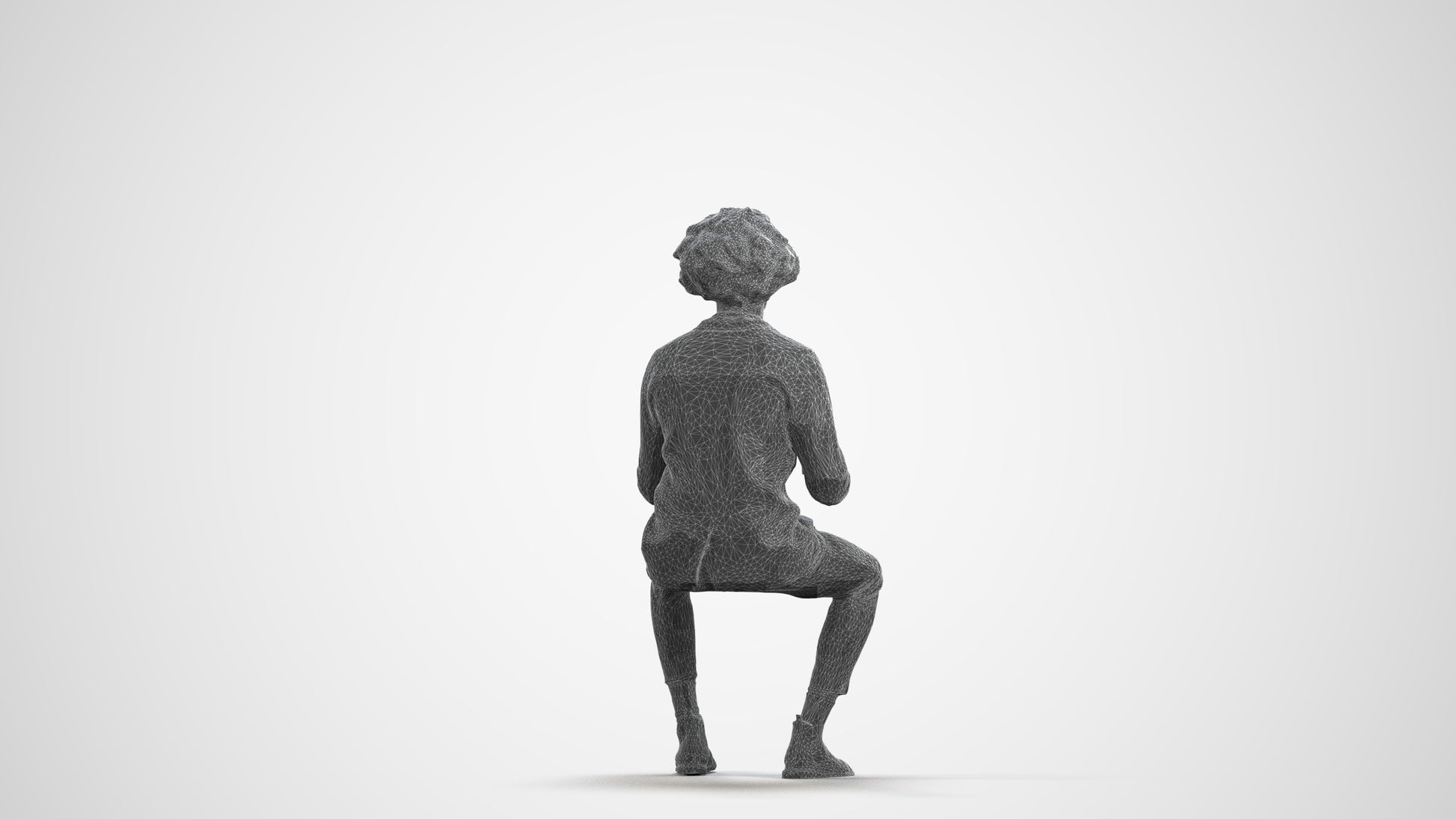 realistic 3D people man business sitting, render-ready for V-Ray and Corona, FBX OBJ, wireframe front view