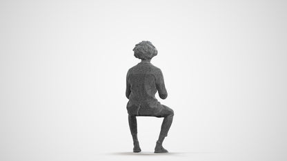 realistic 3D people man business sitting, render-ready for V-Ray and Corona, FBX OBJ, wireframe front view