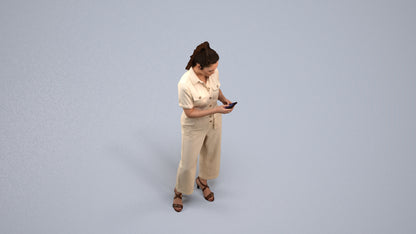 3D people model woman formal standing, scanned human for 3ds Max rendering, back view render