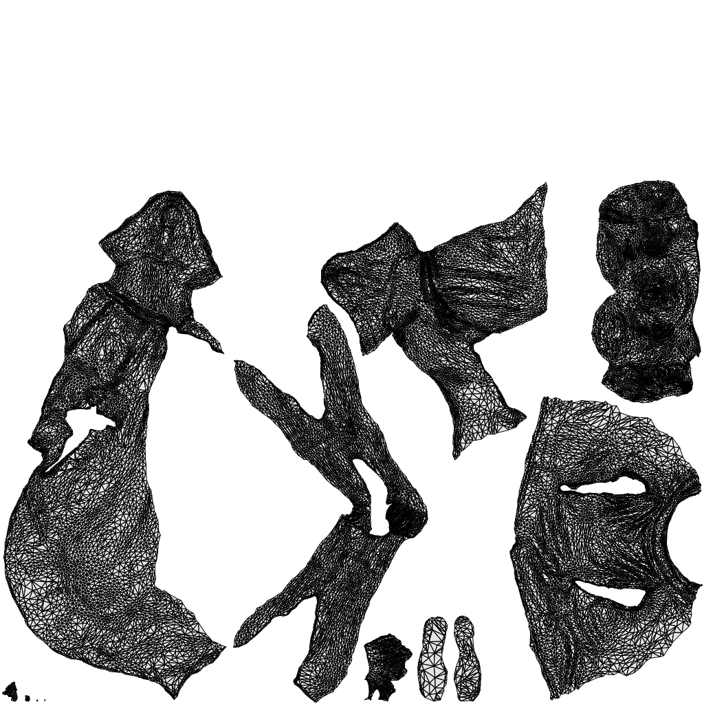 realistic 3D woman casual sitting, scanned archviz people for Blender and 3ds Max, wireframe top-down view