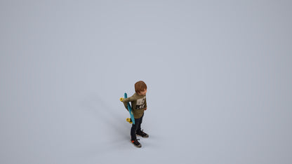 scanned 3D boy casual kids, photogrammetry people for Enscape and V-Ray, back view render