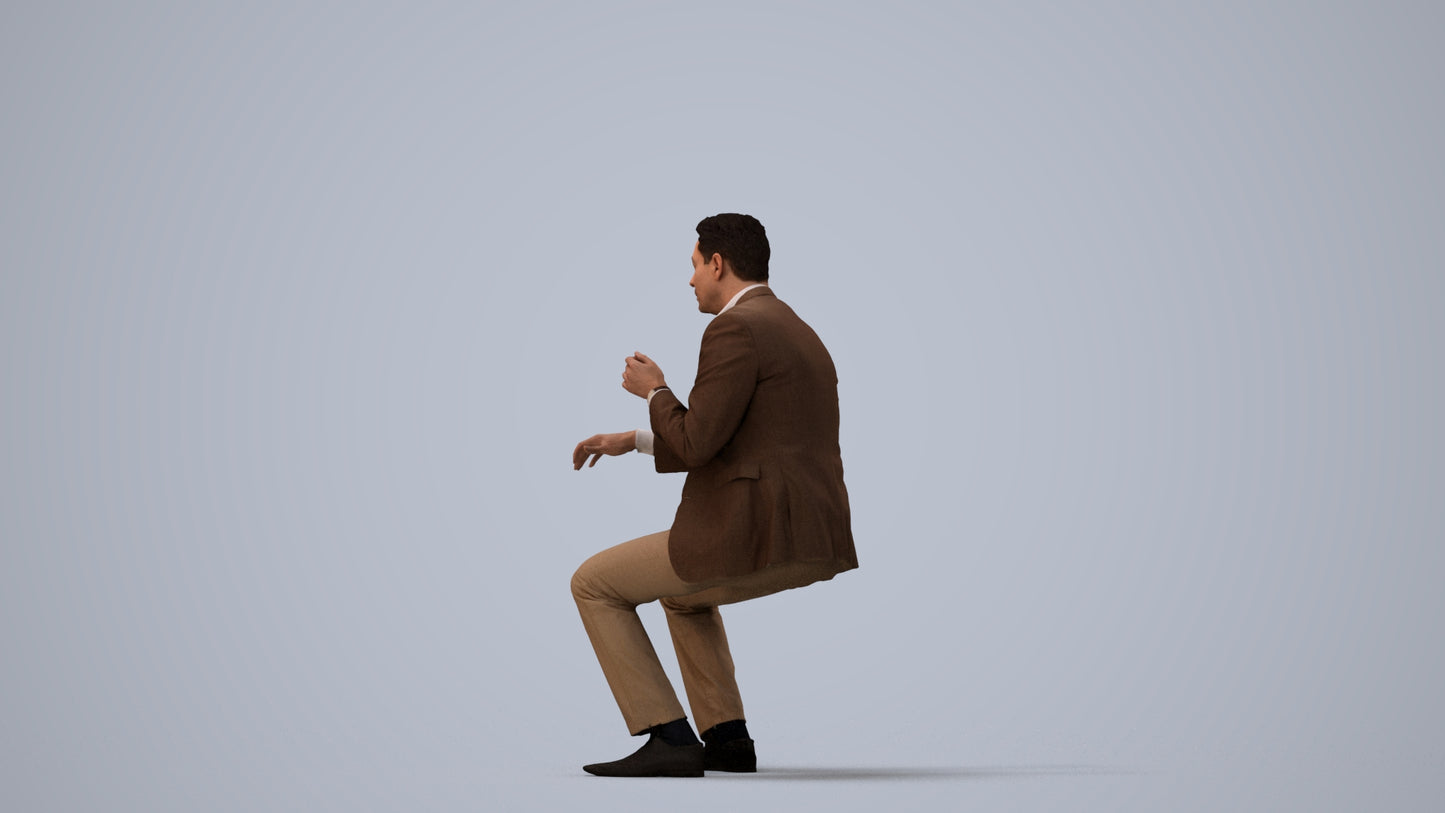 3D scanned man business, photorealistic archviz people for Enscape and SketchUp, three-quarter view render