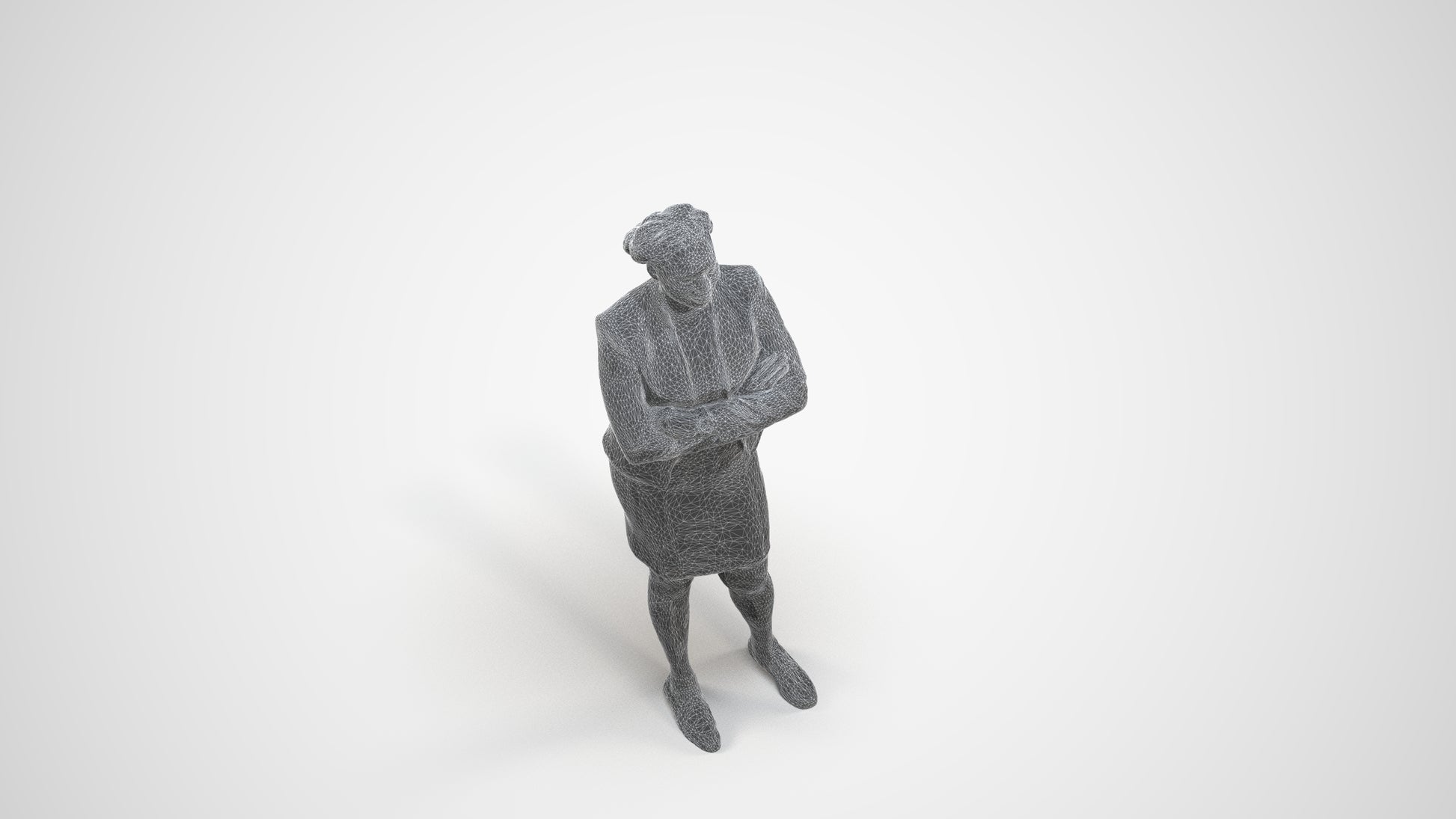 realistic 3D people woman business standing, render-ready for V-Ray and Corona, FBX OBJ, wireframe three-quarter view