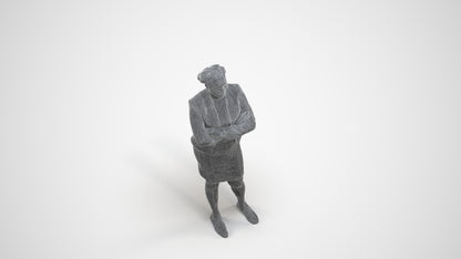 realistic 3D people woman business standing, render-ready for V-Ray and Corona, FBX OBJ, wireframe three-quarter view