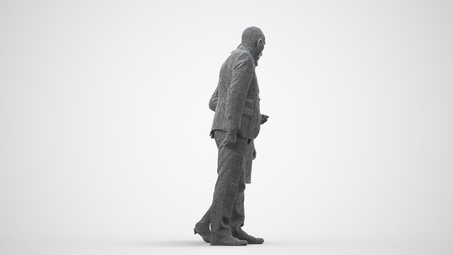 realistic 3D people senior woman business couple, render-ready for V-Ray and Corona, FBX OBJ, wireframe side view