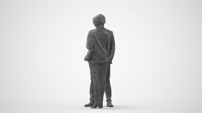 3D human model woman casual business, photogrammetry scanned person for archviz, square thumbnail