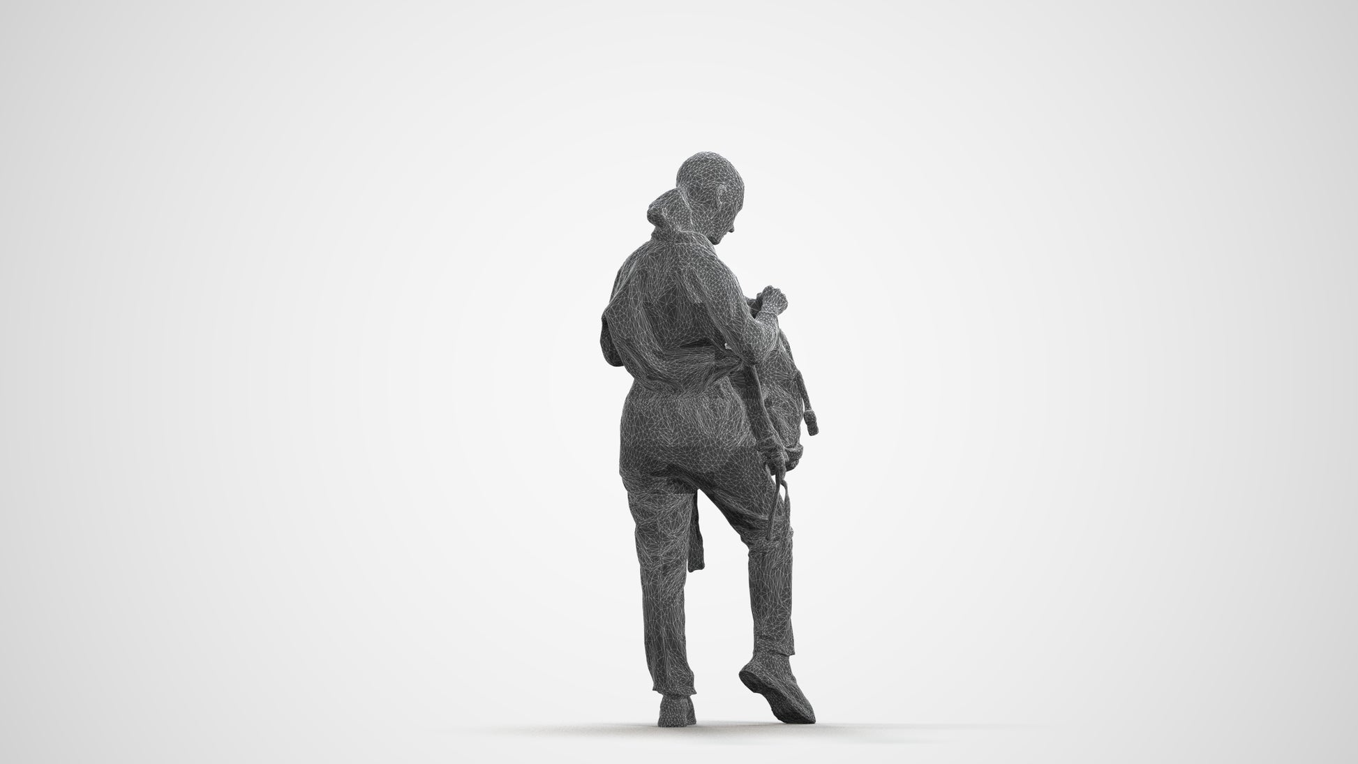 realistic 3D human girl kids, archviz people FBX OBJ for Blender, wireframe front view