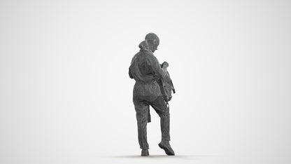 realistic 3D human girl kids, archviz people FBX OBJ for Blender, wireframe front view