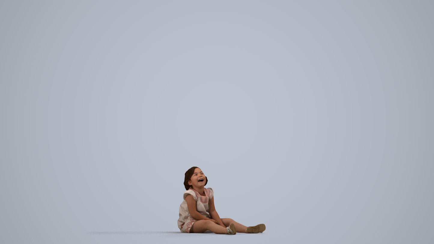 photogrammetry 3D girl casual kids, realistic human model archviz FBX, side view render