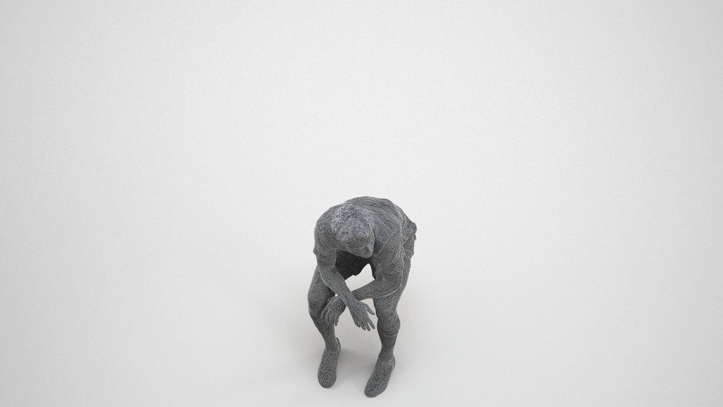 photogrammetry 3D man sport, realistic human model archviz FBX, wireframe three-quarter view