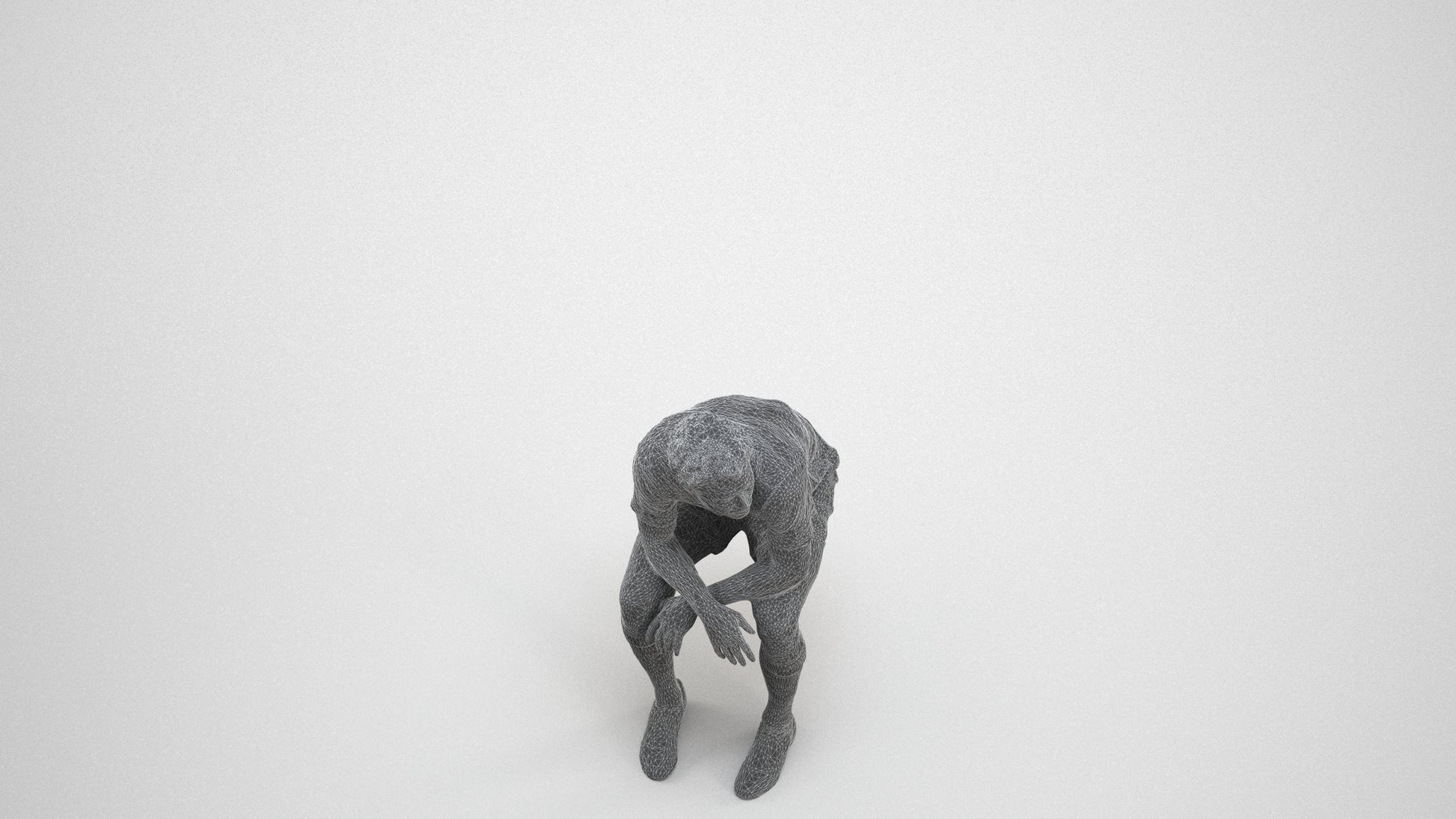 photogrammetry 3D man sport, realistic human model archviz FBX, wireframe three-quarter view