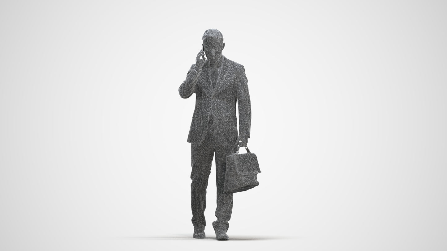 realistic 3D human man business, archviz people FBX OBJ for Blender, three-quarter front view render