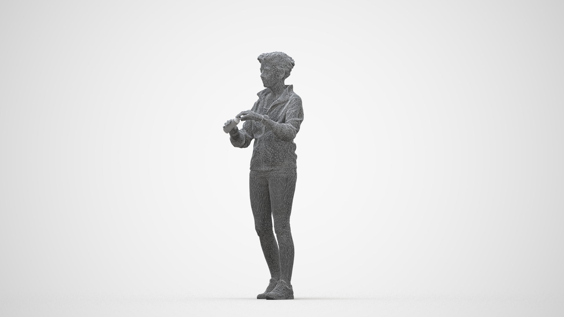 realistic 3D people woman sport, render-ready for V-Ray and Corona, FBX OBJ, wireframe back view