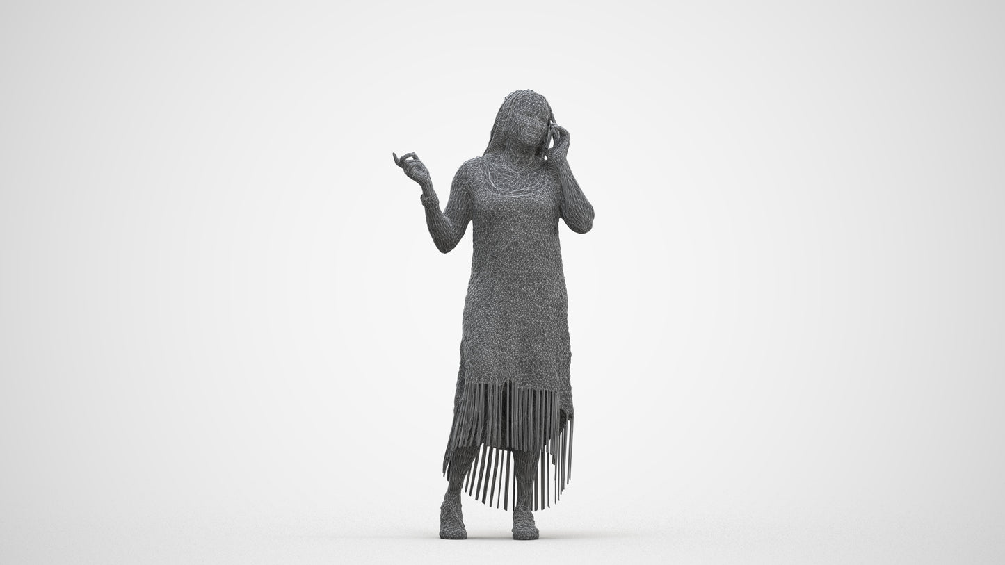 photogrammetry 3D woman casual standing, realistic human model archviz FBX, three-quarter front view render